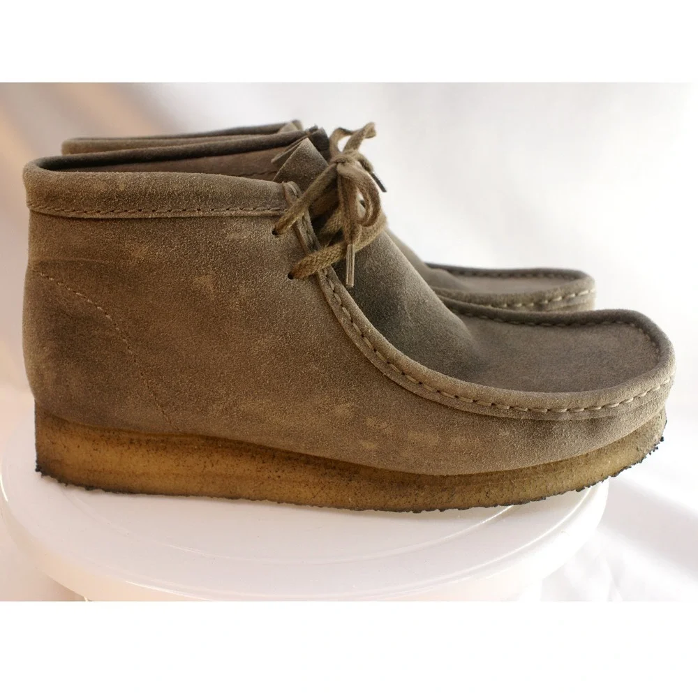 Clarks Originals Wallabee Men‎ 8M Taupe Suede Moccasin Boots 26103605 Crepe Sole